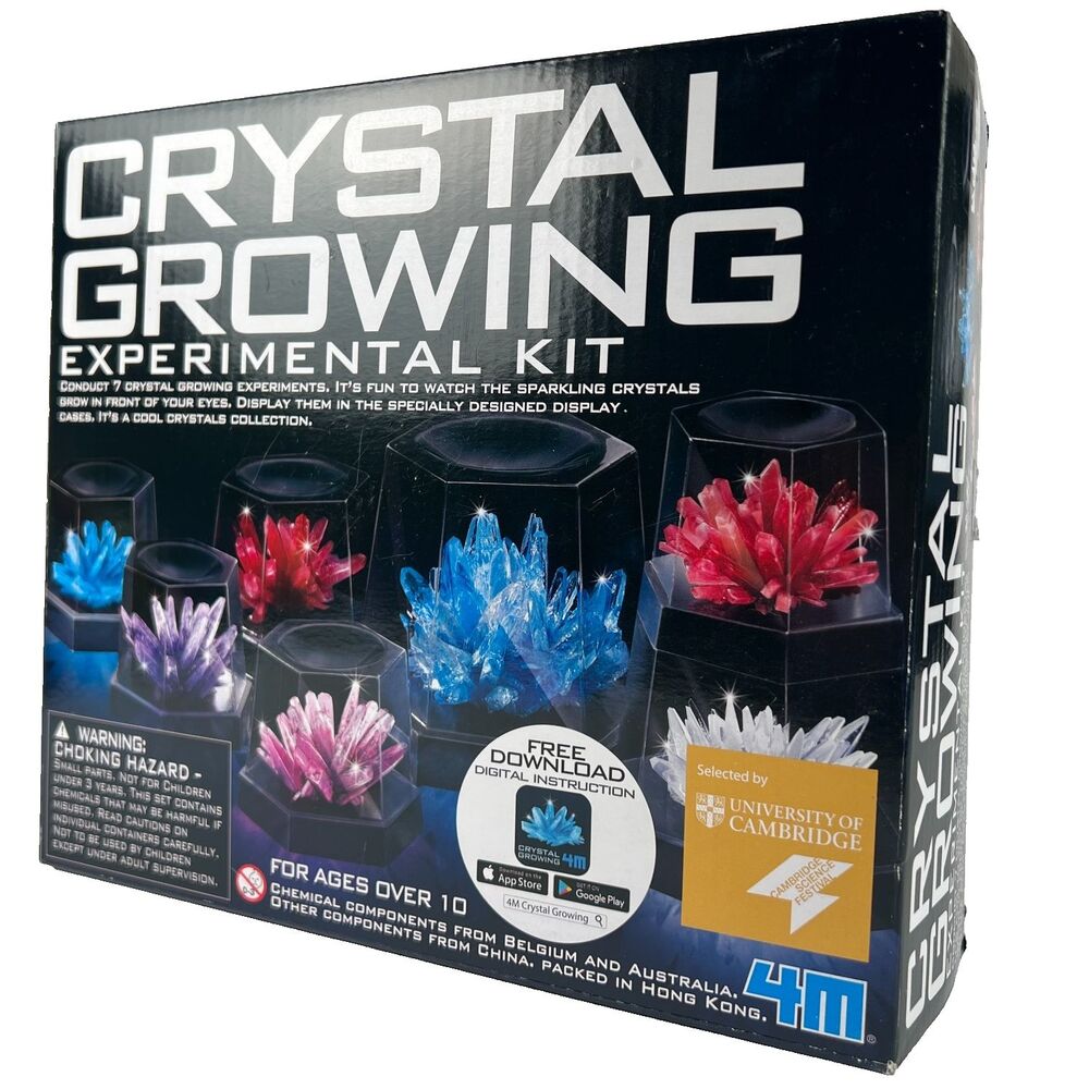 4M 7 Crystal Growing Kit STEM Science Experiment Kids Display Cases App NEW-Open